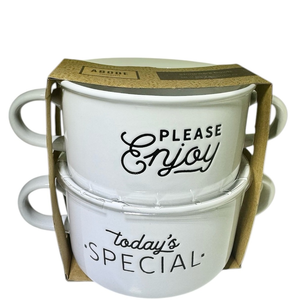 Abode White Stoneware Bowl Set